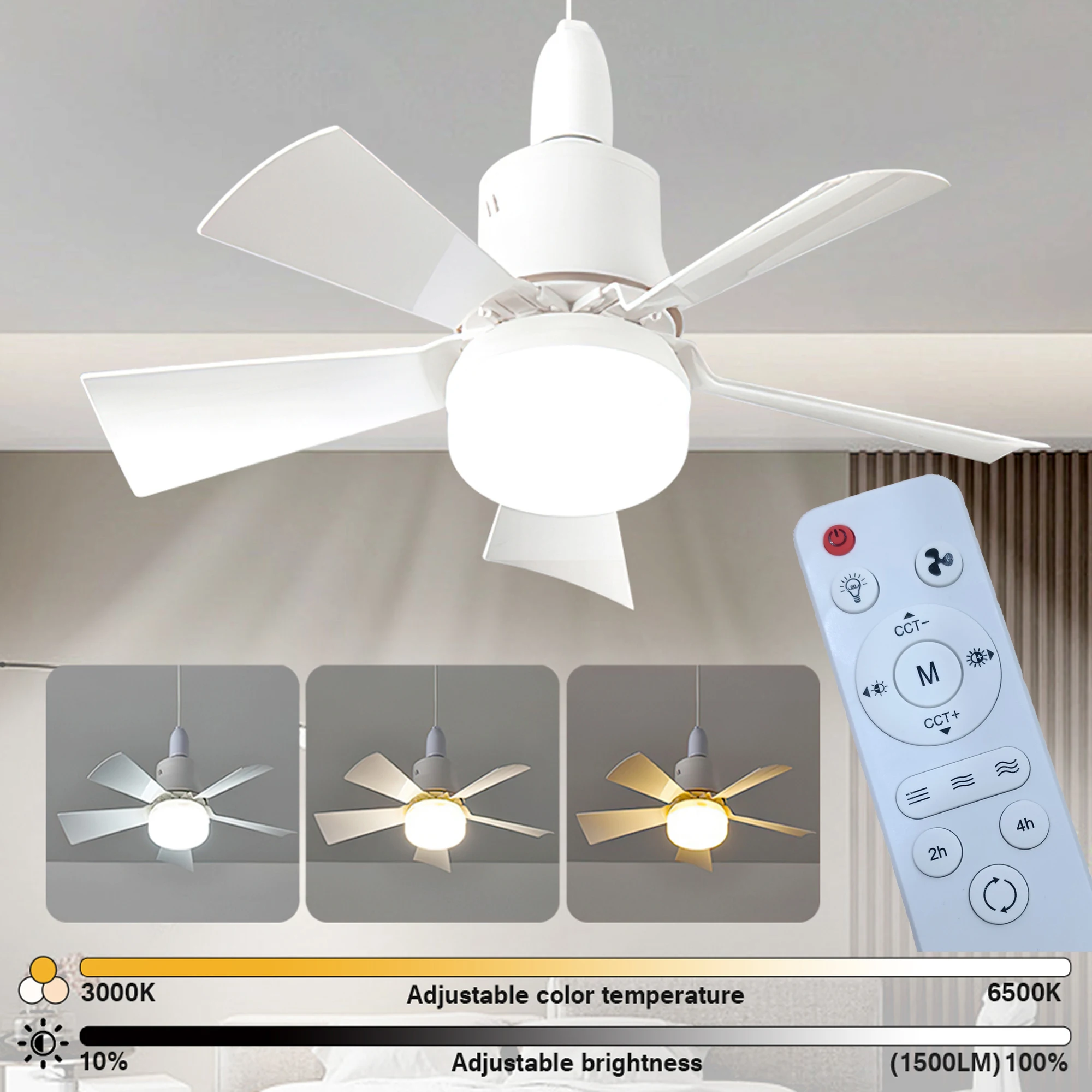 

Led 40Cm Ceiling Fan Light E27 With Remote Control Dimming Suitable For Living Room Bedroom Kitchen And Home Use 85-265V