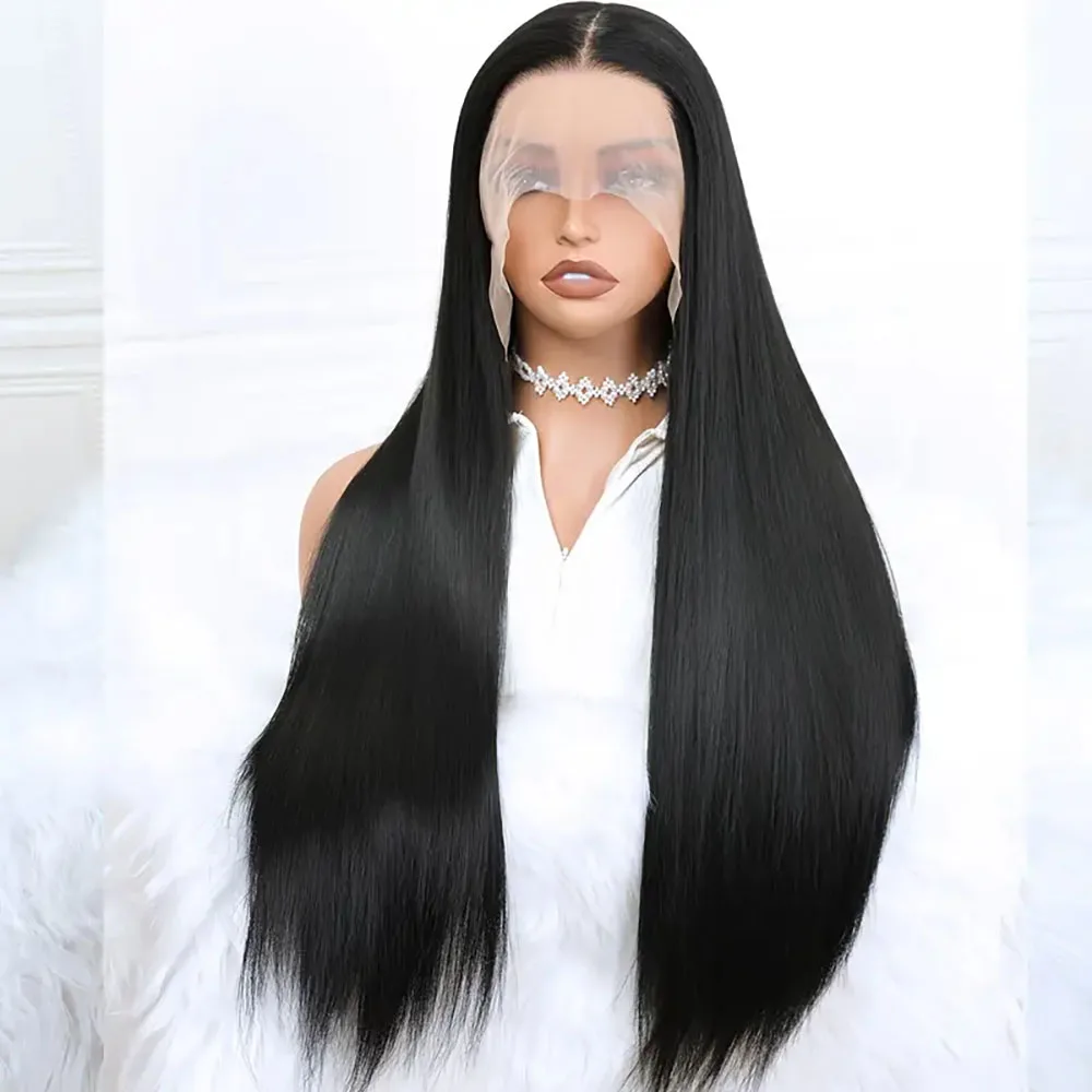 ตรงสีธรรมชาติวิกผมผมมนุษย์ Pre Plucked 13 × 6 ลูกไม้ด้านหน้าวิกผมสําหรับผู้หญิงความหนาแน่น 200% # 1B