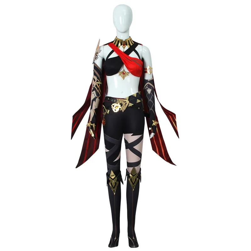 Disfraz de Anime Dehya para mujer, juego de Cosplay, Genshin Dehya Impact, peluca, pantalones, guante, disfraces de Carnaval de Halloween