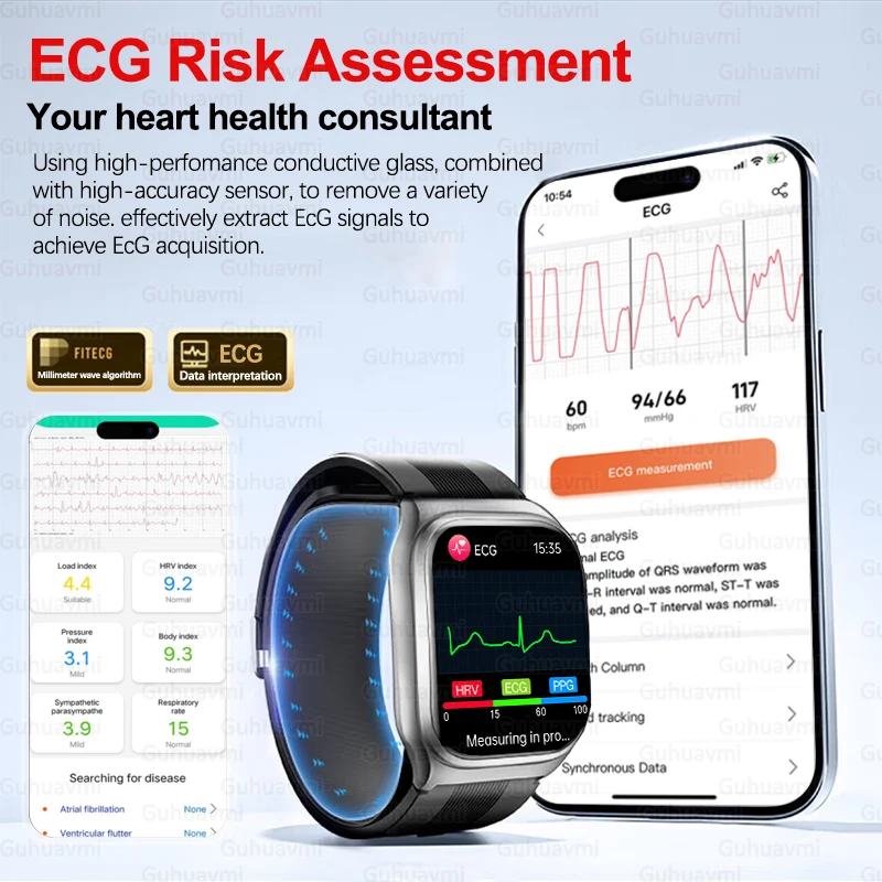 NFC ساعة ذكية مضخة هواء + كيس الهواء دقيق ضغط الدم الدهون الصحة قياس BT دعوة الرياضة تتبع الياقوت الزجاج ساعة ذكية