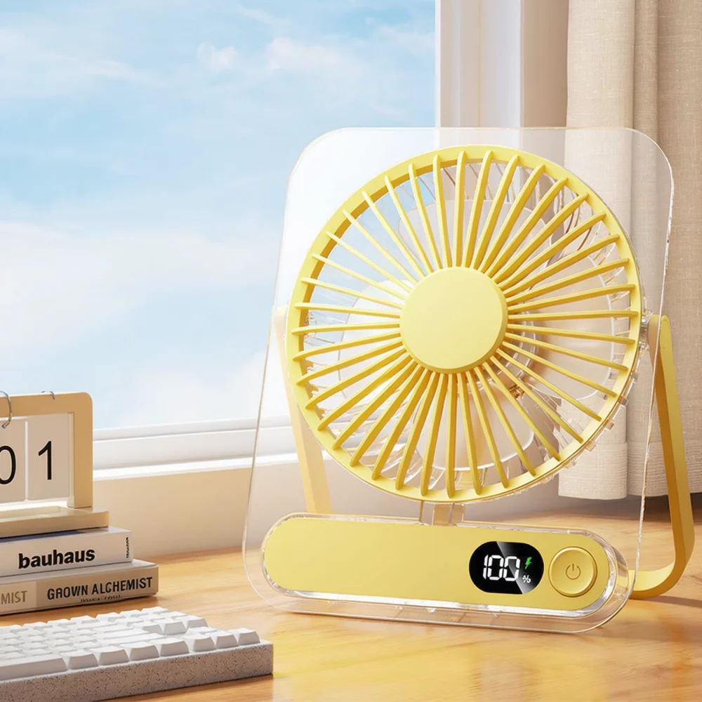 Stylish Transparent Mini Fan USB Powered Quiet Desktop Cooling Blower Portable Air Circulator For Home Office