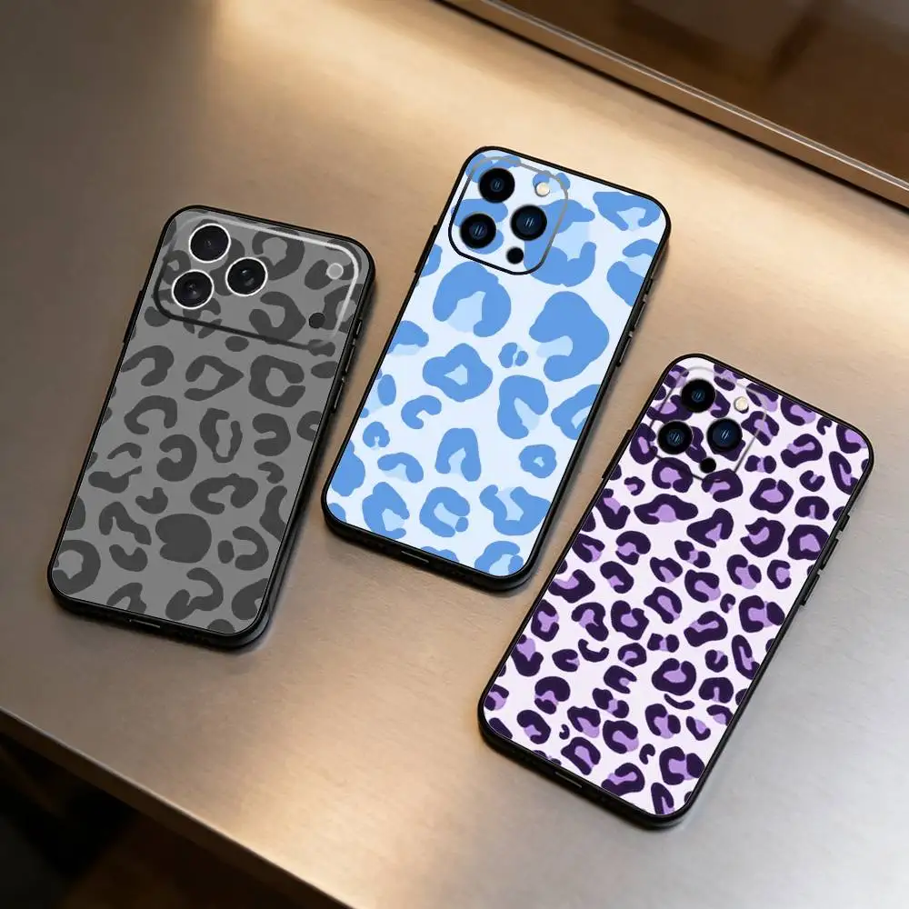

Animal L-leopard print Phone Case For iPhone 16,15,14,13,12,17,Pro Max,Plus Silicone Black Case