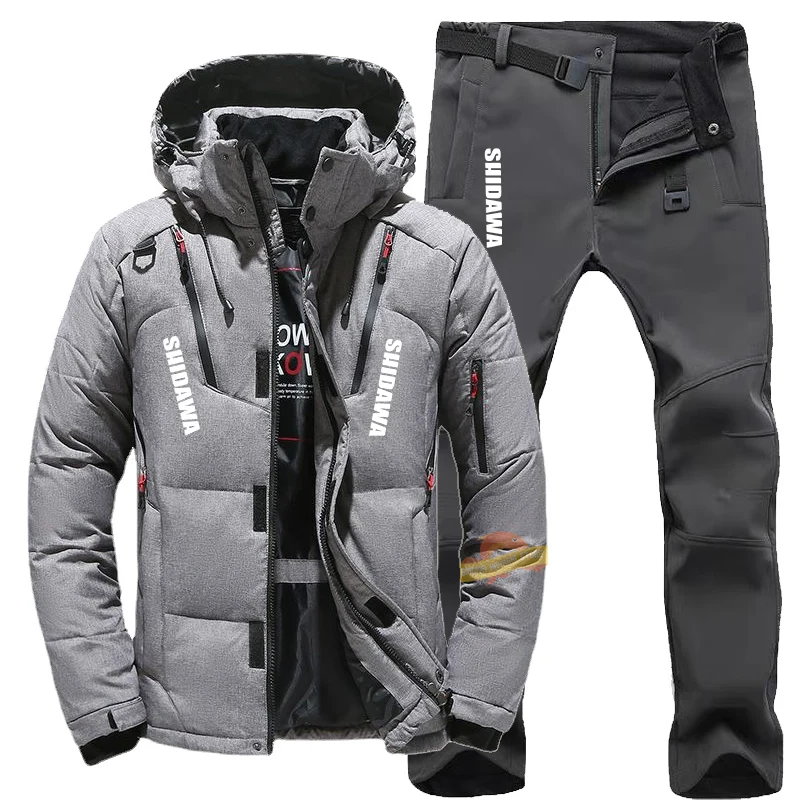 

2022 Winter Men's Waterproof Clothing Thick Thermal Coats Outdoor Fishing Jackets Pants Two Piece Set Hiking Suits Windbreaker