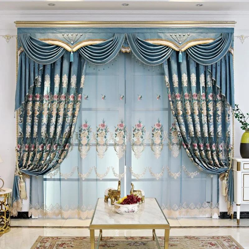 

Palace Style Luxury Jacquard Embroidery Curtains High Shading European Style for Living Dining Bedroom Kitchen Custom Size