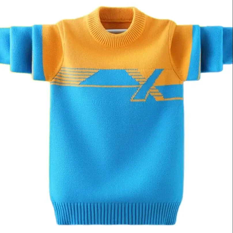 

Boys sweater 3-17T kids pure cotton warm jacket children pullovers O-neck knite shirt turn-down collar teenage bottoming shirt