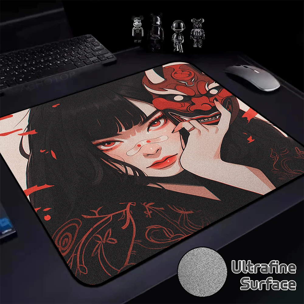 Alfombrilla de ratón de superficie ultrafina para Gaming, 400x450MM, borde de bloqueo, máscara de ordenador para chica, alfombrilla de teclado de velocidad