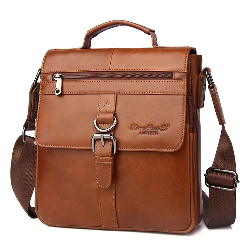 Genuine Leather Men Shoulder Messenger Bag Large Capacity Crossbody Bag Cowhide Handbag Tote Bag Business Male Briefcases