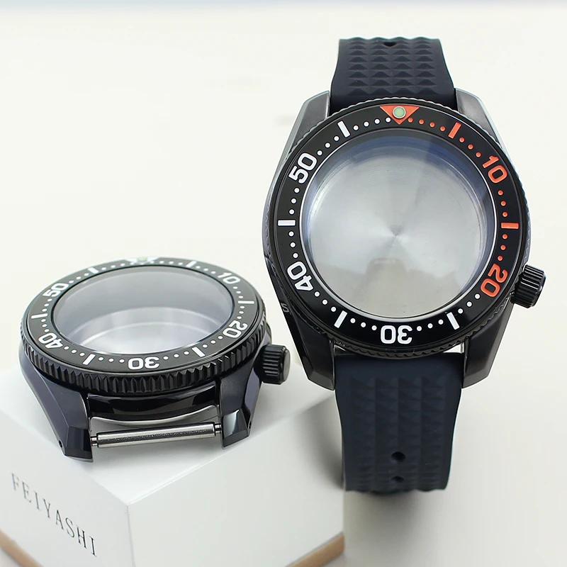 42mm Black Men's Watch Case Solid Back Sapphire For NH34 NH35 NH36 NH38 Automatic Movements Modified SPB185/SPB187J1 Watch Parts