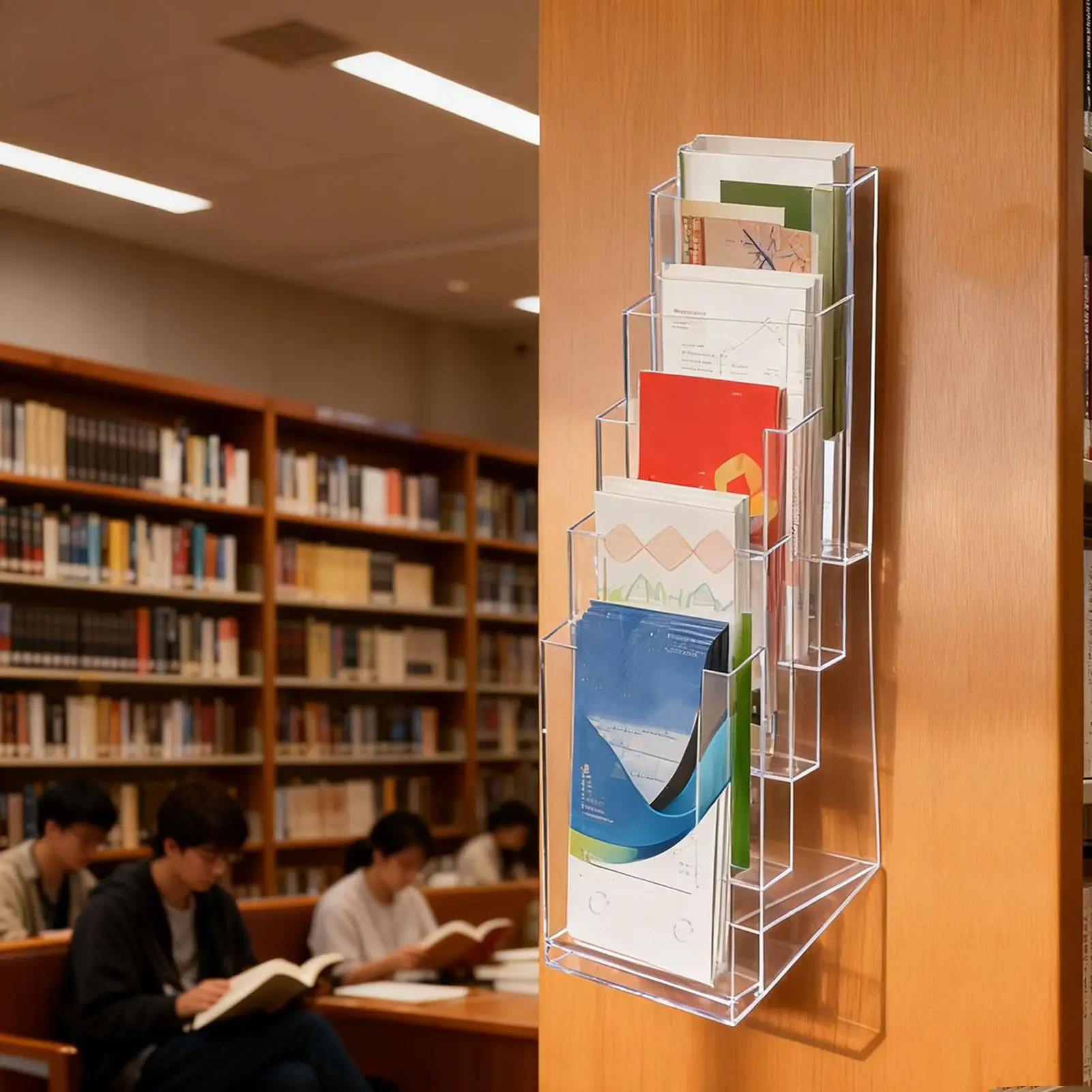 حامل كتيب أكريليك واضح 5-Tier المنظم 2 قطعة كتيب نشرة حامل رف لبطاقات طاولة مضادة مكتب منطقة الاستقبال #4