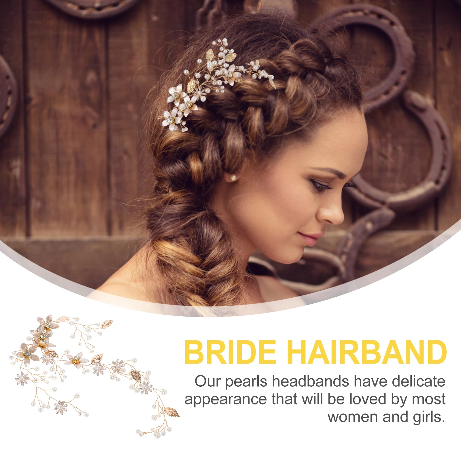 

Golden Hairband Elegant Bridal Vine Wedding Headpiece Decorative Leaf Flower Hairstyle Accessories for Women Special Occasion