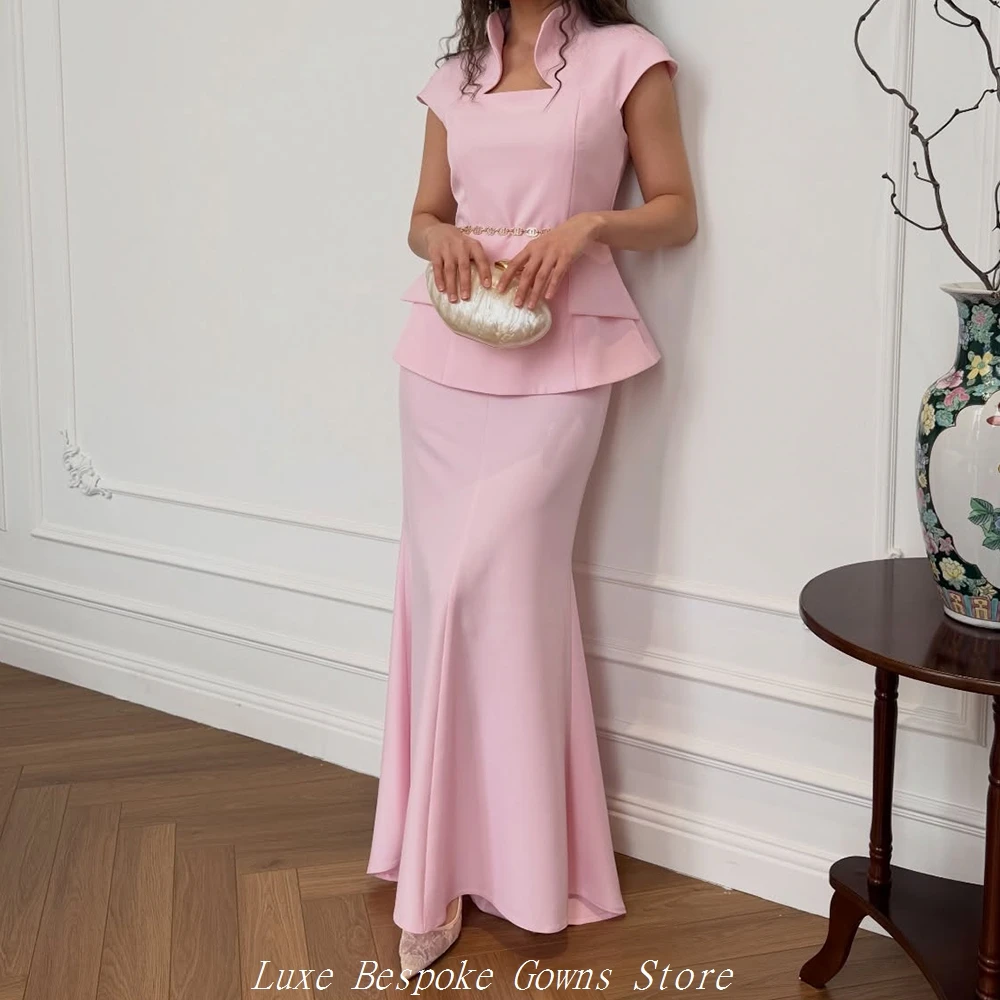 

Women's Formal Evening Gowns A-line Floor-length High-neck Sleeveless Prom Dresses Fashion Sequined Sashes Customized Gowns