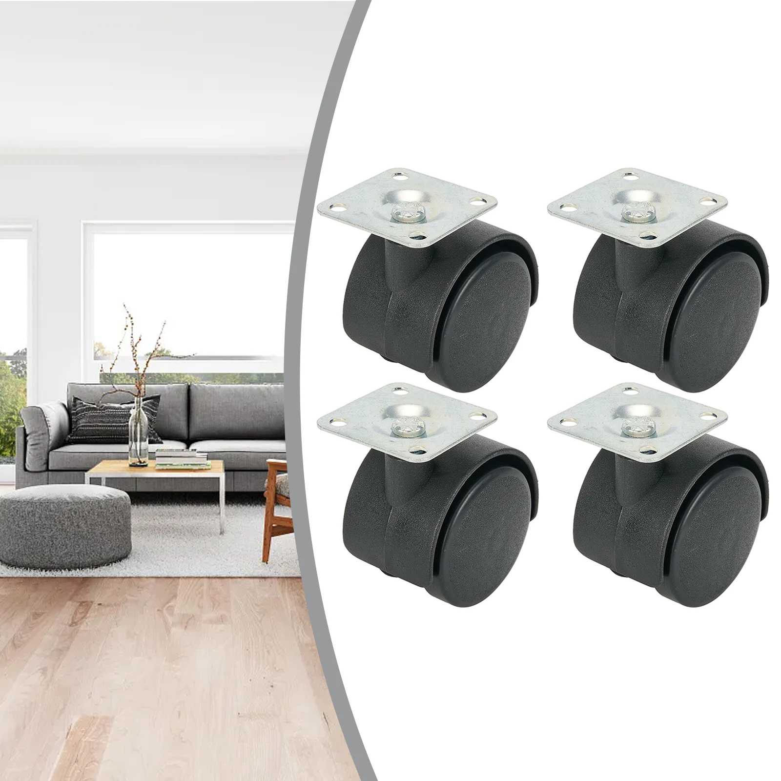 4 Stück Möbelrollen, drehbares Rad, 360 Grad drehbar, sichere Rollen, leise rollende Bürostuhl-Lenkrollen, Hardware