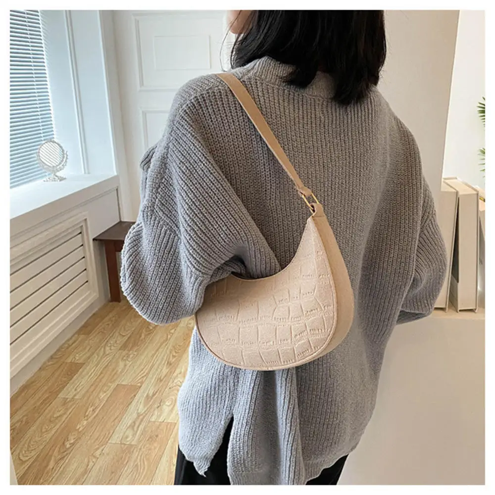 Fashion Felt Shoulder Bags for Women Women\'s Underarm Bag Single Shoulder Bag Armpit Handbags Purses Saddle Bag сумка женская