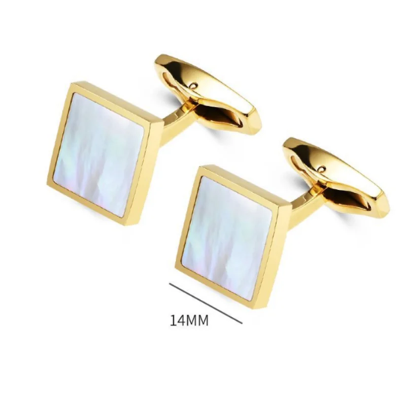 Factory Men's Simplicity Square White Shell Cufflinks Cufflink French Business Suit Shirt Buttons Source Factory