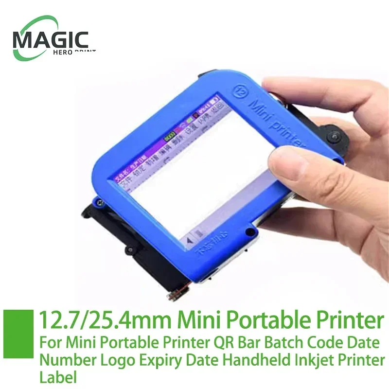 PC11Plus 12.7/25.4mm Mini Portable Printer QR Bar Batch Code Date Number Logo Expiry Date Handheld Inkjet Printer Label