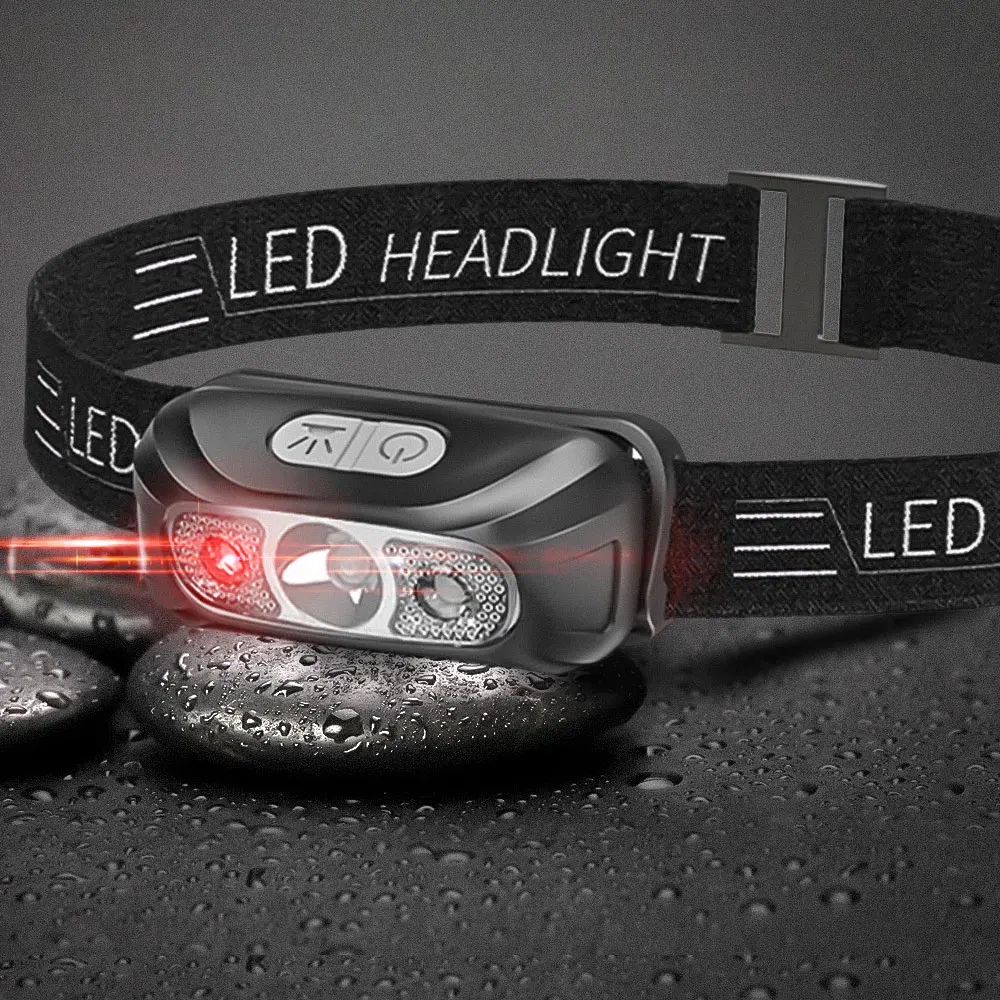 Dropshipping LED Mini Headlamp red white Headlight USB Rechargeable Head Torch Flashlight Lamp Light Camping Flash Lantern