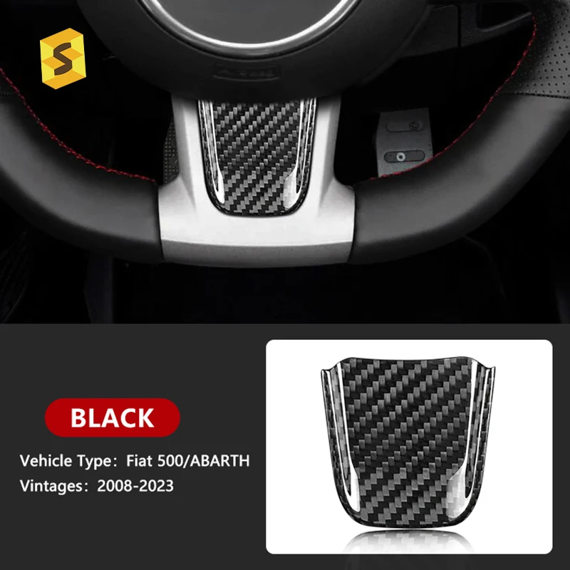 

Steering Wheel Bottom Trim Real Hard Carbon Fiber Sticker For Fiat 500 Abarth 595 695 2008-2024 Easy DIY Installation Dry carbon