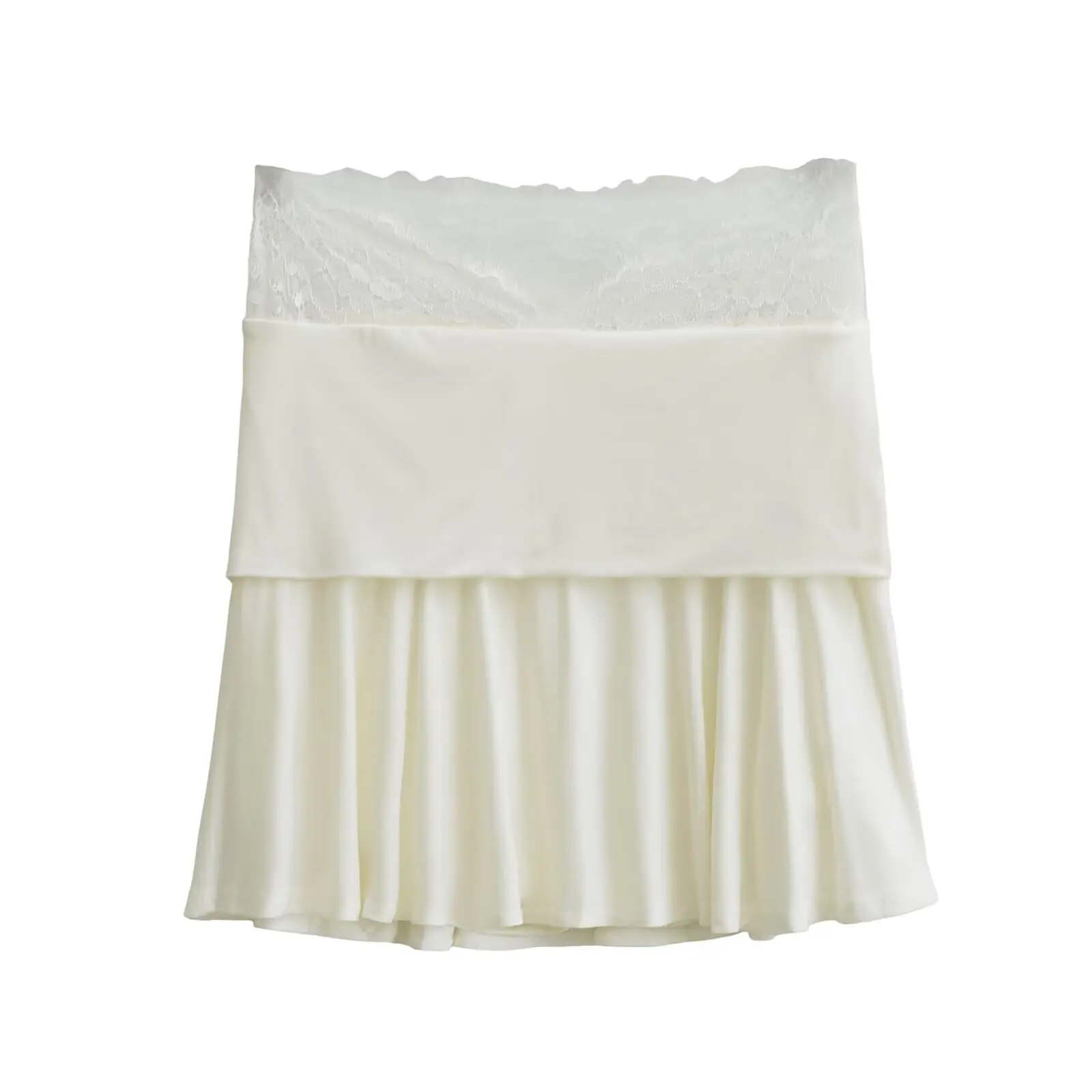 Retro americano cintura baixa renda emenda saia evasê feminina verão saia anti exposição deriva cor pura cintura alta stre...