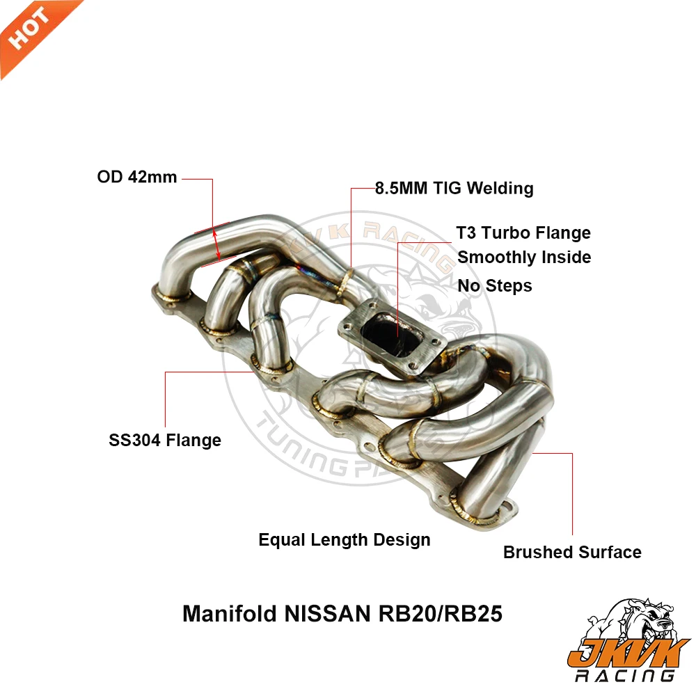 JKVK RACING Skyline R32 R33  R34 RB20 RB25 RB20DET RB25DET Low Mount T3 Turbo Header Exhaust Manifold