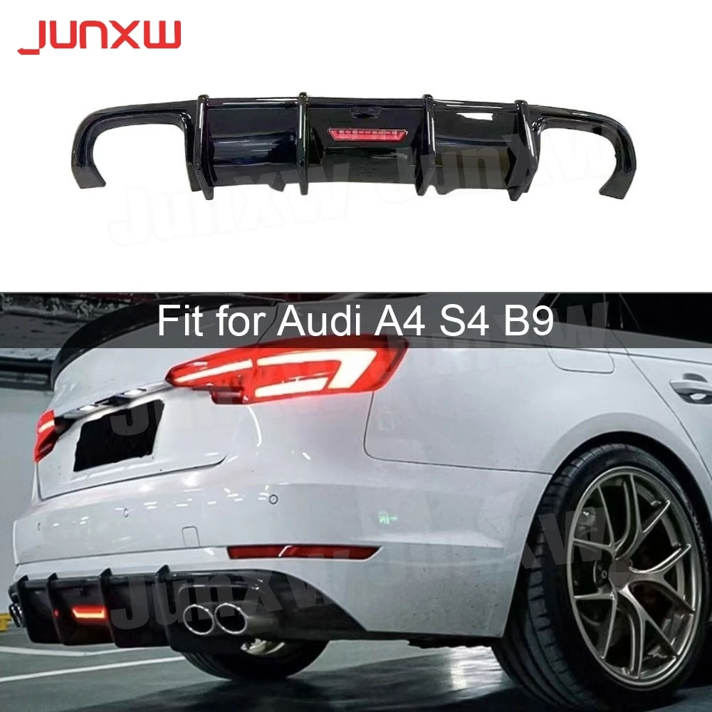 

Dry Carbon Fiber for Audi A4 S4 B9 2017-2019 Rear Bumper Lip Diffuser With LED FRP Rear Diffuser Spoiler Body Kits