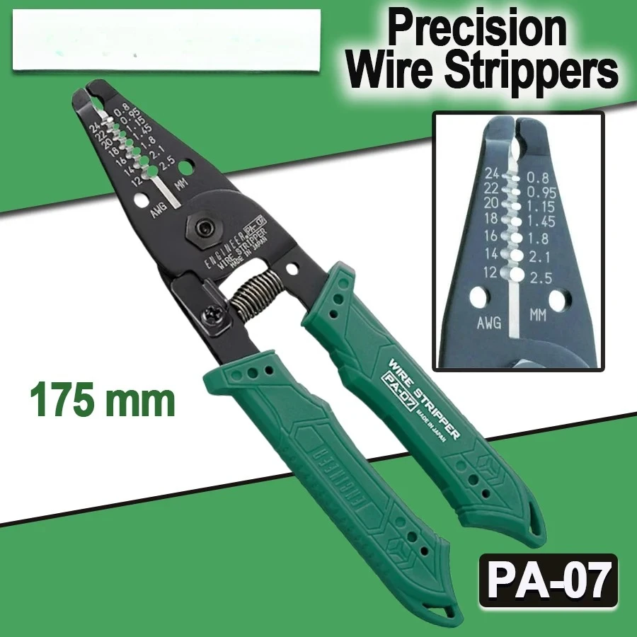 (AWG24 - AWG12) Spring loaded Comfortable Handles PA-07 Professional Precision Wire Strippers for Thin Wire