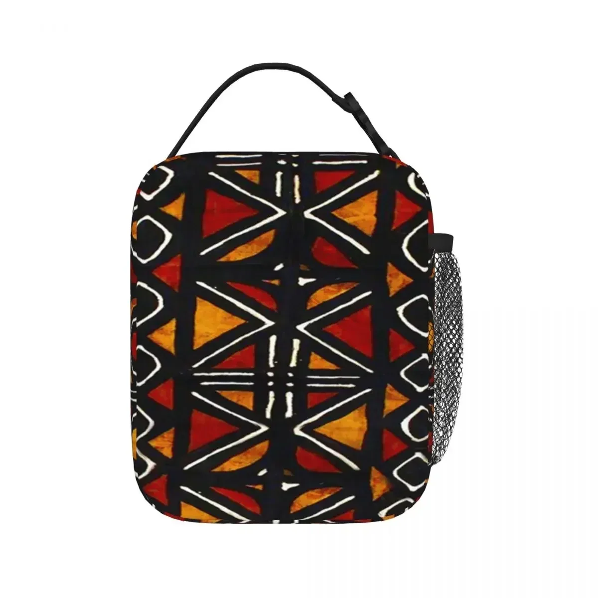 African Bogolan Mudcloth Pattern Insulated Lunch Bags Picnic Bags Thermal Lunch Box Lunch Tote for Woman Work Children School