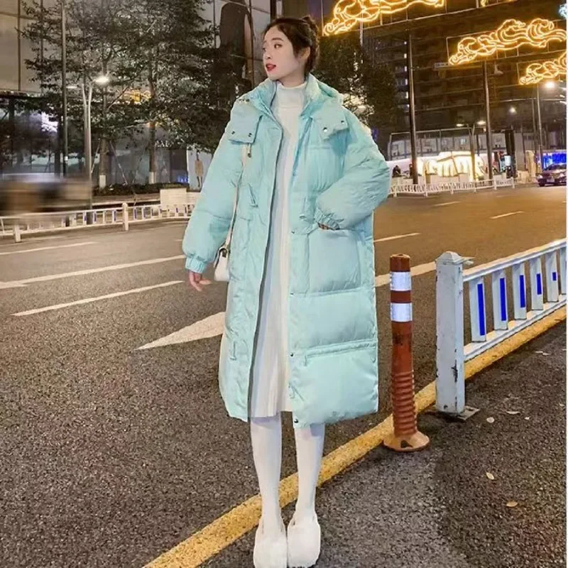 2025 New Women Winter Down Jacket Loose Thickened Overcoat White Duck Down Coat Clothing Mid length version Hooded Outwear