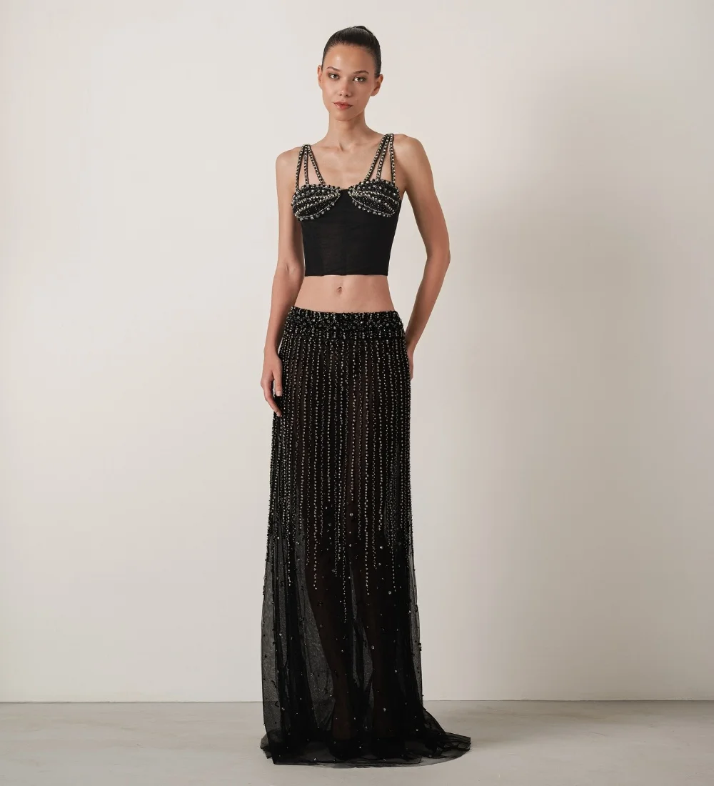 Customized Sexy Jersey Pleat Sequined Straight Spaghetti Strap Long Bespoke Occasion Homecoming Dresses Modern Style