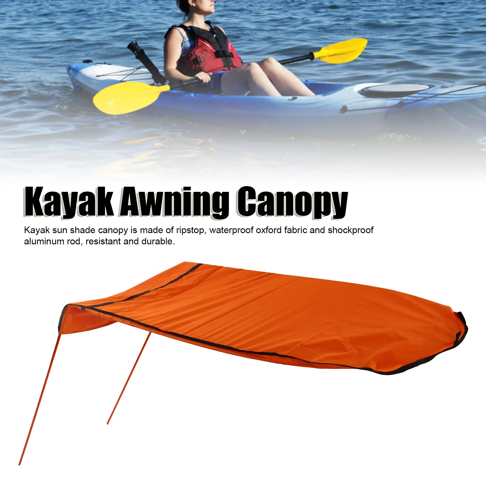 مظلة كاياك للشمس مقاومة للماء من قماش أكسفورد قابلة للطي وسهلة التركيب ومظلة كاياك محمولة مثالية لزورق القارب