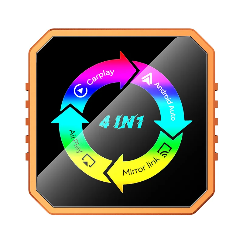 4 in 1 Wireless Smart Ai Box Carplay & Android Auto Adapter,Mini Airplay & Mirror Link USB Dongle,Plug & Play For OEM Car System