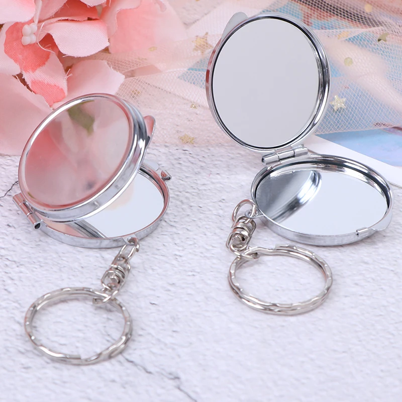 GU353 1PCS Portable Folding Mirror Key Chain Pocket Compact Makeup Cosmetic Mirror With Key Ring