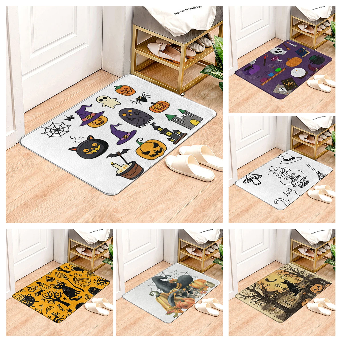 House entrance carpet Home door mat Living Room Bath Foot bathroom non-slip water absorption rugs bath Halloween Autumn Pumpkin