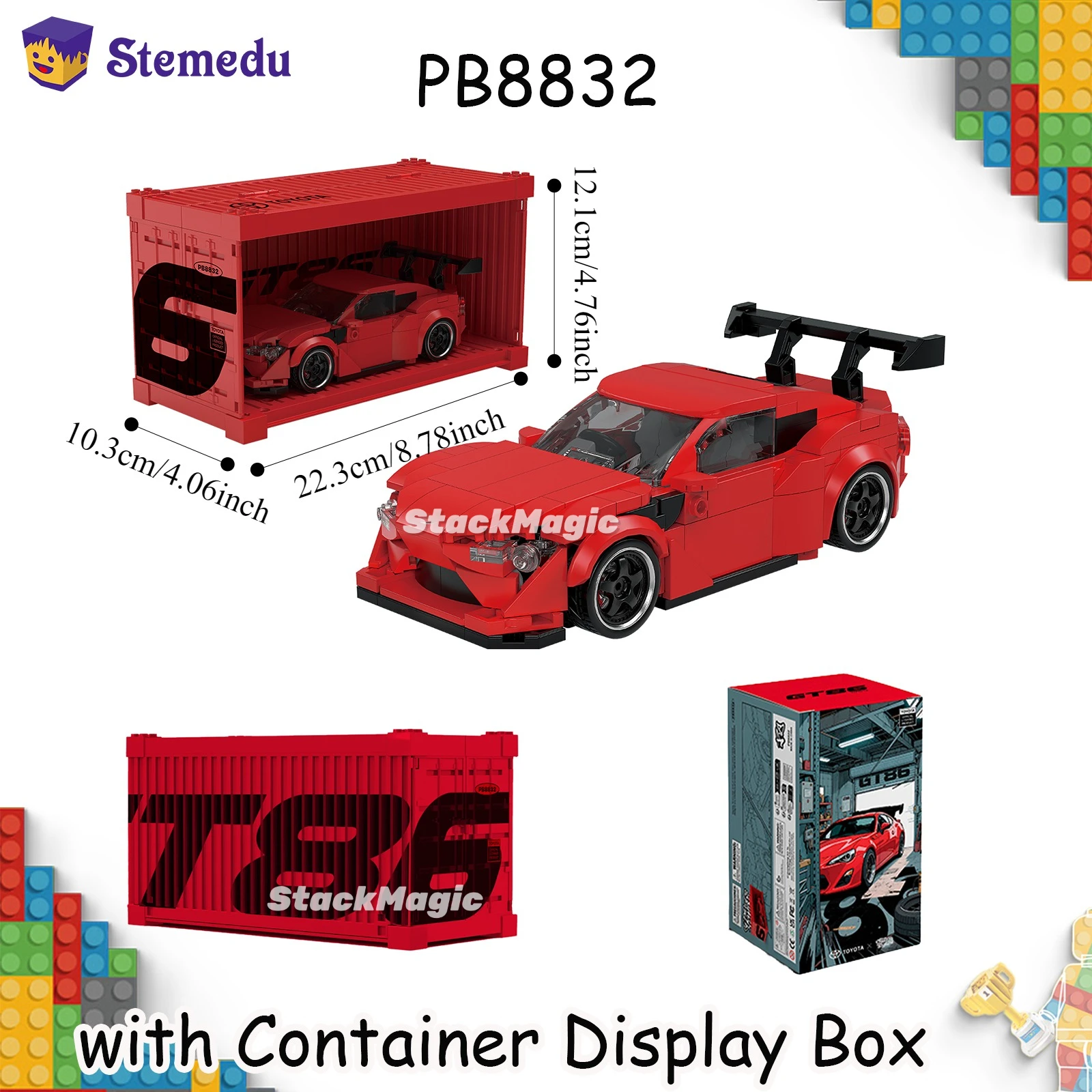 

НОВЫЙ PB8832 для NO.TOYOTA GT86 Скоростная игрушка, модель спортивного автомобиля, строительные блоки, кирпичи с контейнером, витрина, рождественский подарок для ребенка