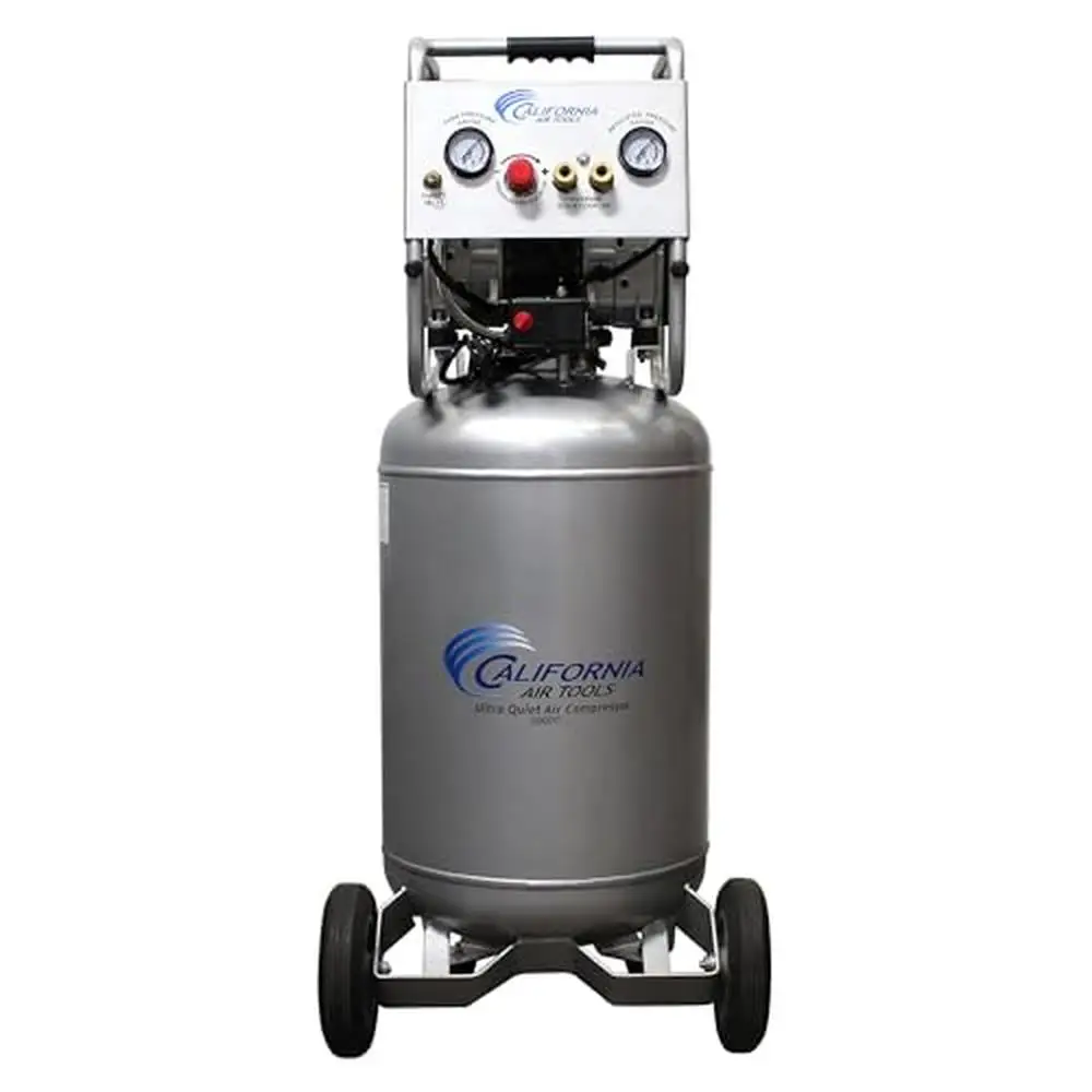 Ultra Quiet Oil-Free Air Compressor 2.0 HP 20 Gal. Steel Tank Automatic Drain Valve Wheels 5.30 CFM 90 PSI