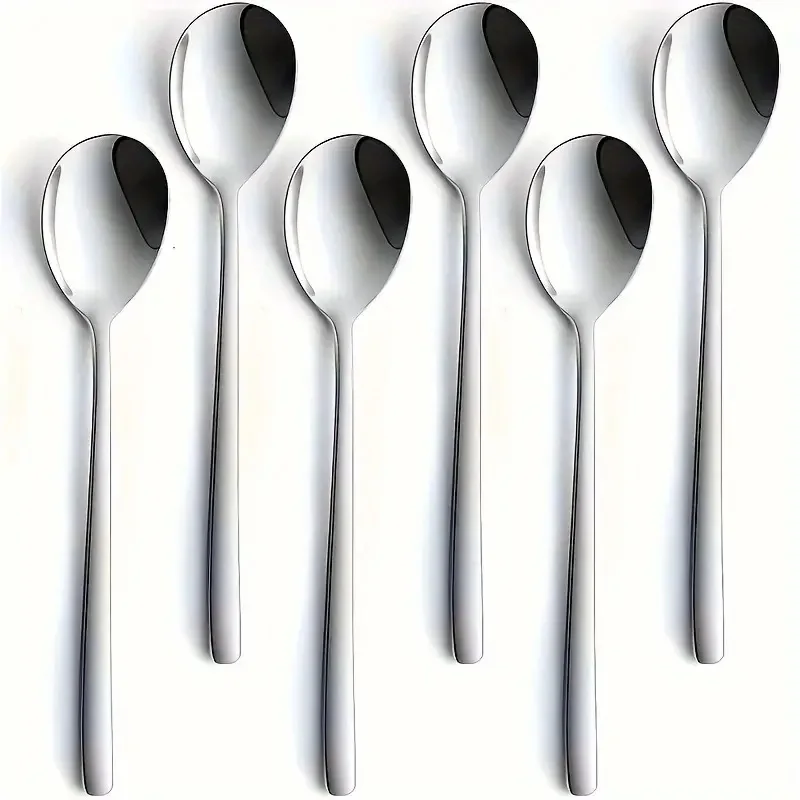 

6pcs Korean soup spoon, rice stirring spoon, machine washable, suitable for kitchen, restaurant