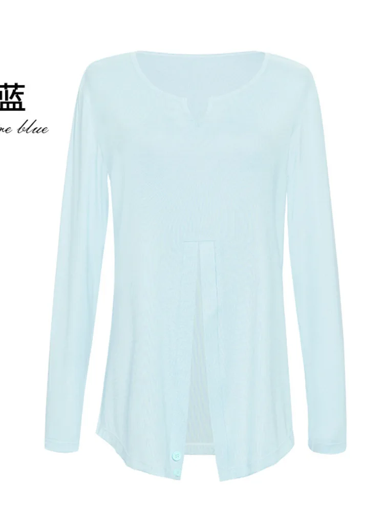 طقم بلوزة فضفاضة بأكمام طويلة ورقبة على شكل حرف V بلون سادة وسراويل واسعة الساق للنساء، ممارسة رقص الباليه أو ملابس المسرح