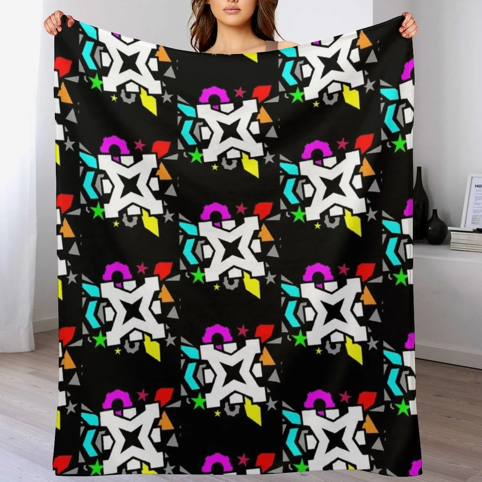 

Geometry Dash Kids Throw Blanket Warm Accent Blanket for Living Room Decoration