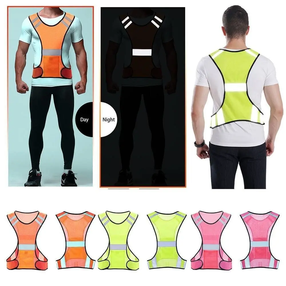 Polyester Night Riding Vests Walking Safety Running Reflective Vest Elastic Webbing Adjustable Reflective Safety Vest