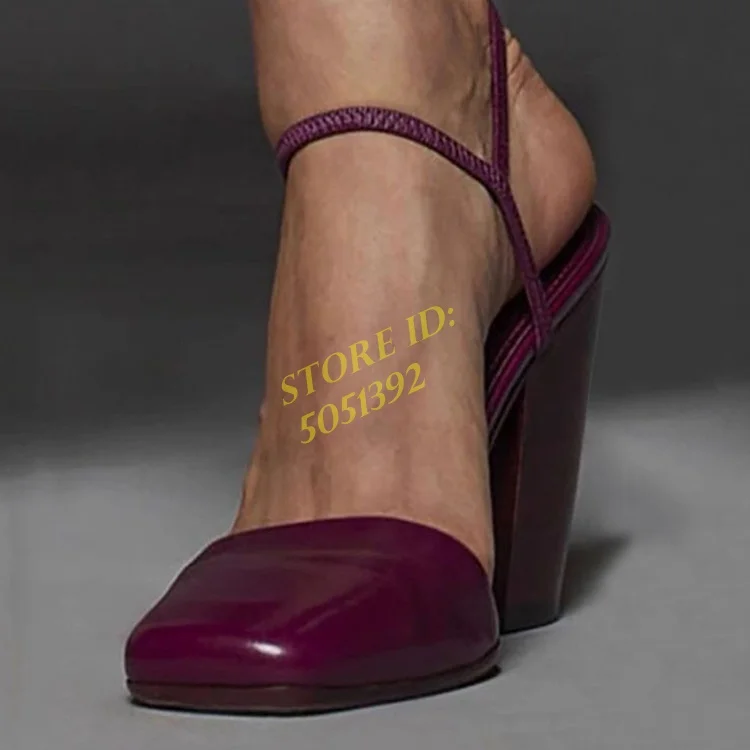 Retro Square Toe Women Pumps Block Heel Ankle Buckle Strap Burgundy Black Leather Fashion Runway 2024 Dress Shoes