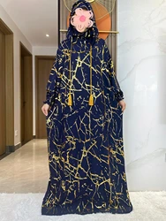 Vestido musulmán de Ramadán para mujer, dos sombreros Abaya, Dubái, Turquía, prenda de oración islámica, tela Jacquard de algodón, caftán, novedad de 2024