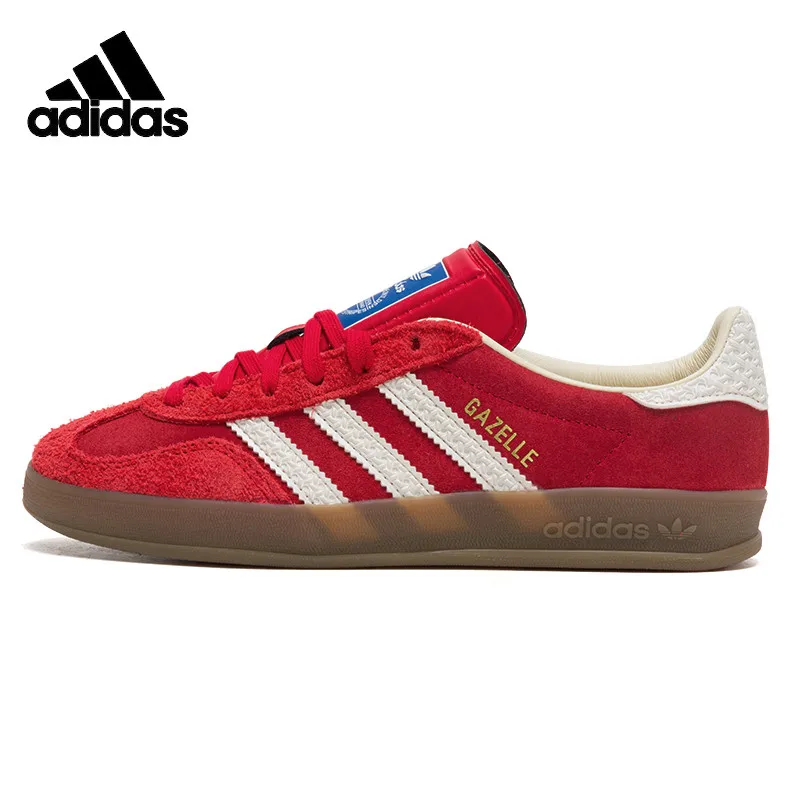 2026 New Adidas Originals IF1808 Red Gazelle Low Top Sneakers Leather Gum Sole Classic Retro Skate Casual Shoes