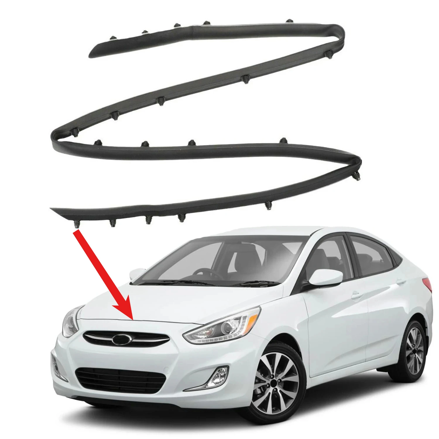 1 piece Front Bumper Shield Rubber Seal Strip Trim 86357-1R000 for 2011-2017 Hyundai Accent Sedan 1.6L ENGINE