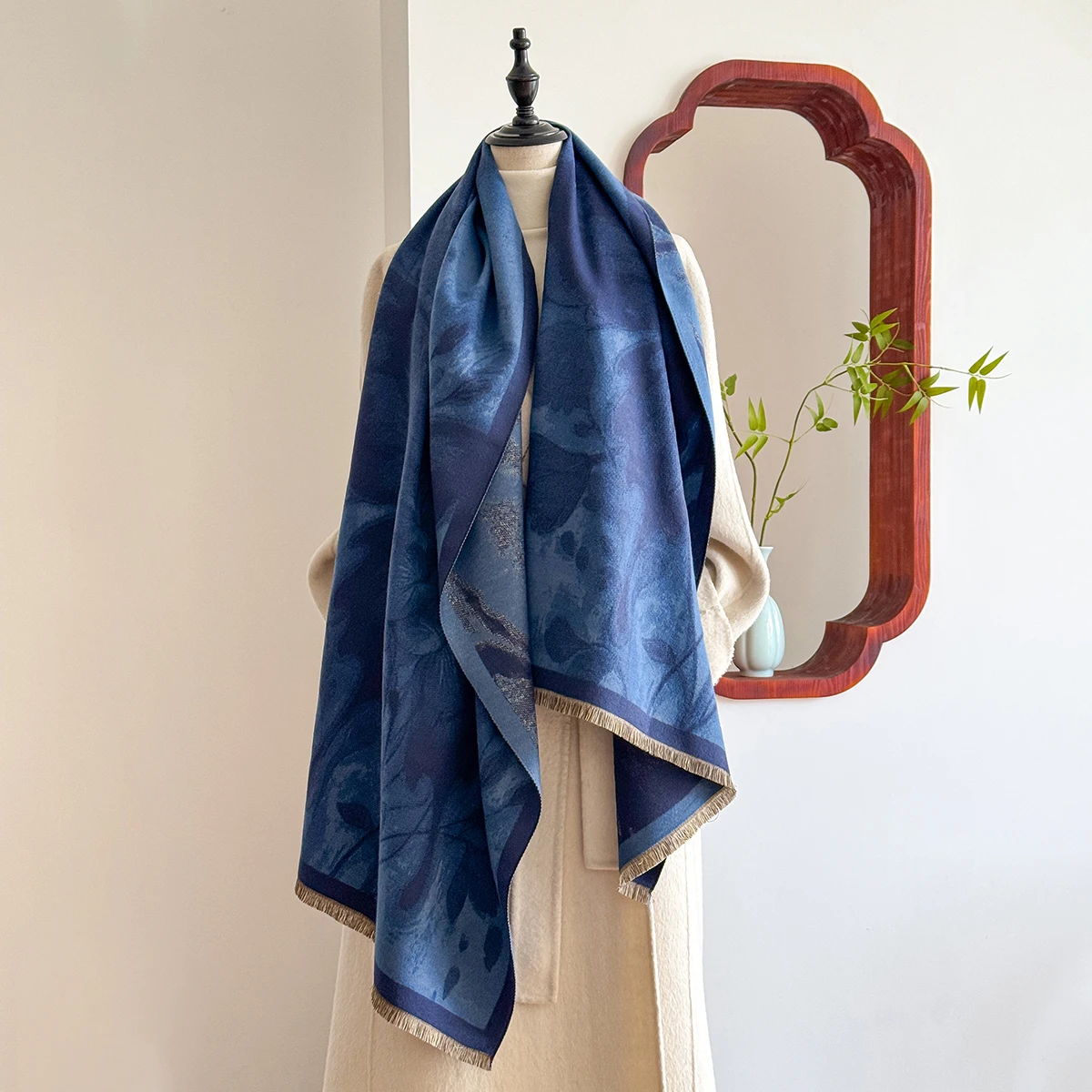 الفاخرة الشتاء المرأة تقليد شال كشمير زهرة فراشة الجاكار وشاح الوجهين الباشمينا للتنقل اليومي