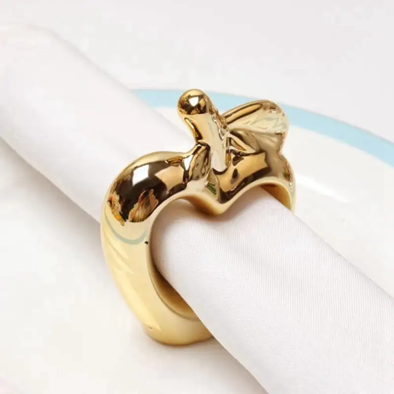 AEE8 1/6Pcs Metal Plated Vintage Napkin Rings Buckle Holder For Dining Table Decor