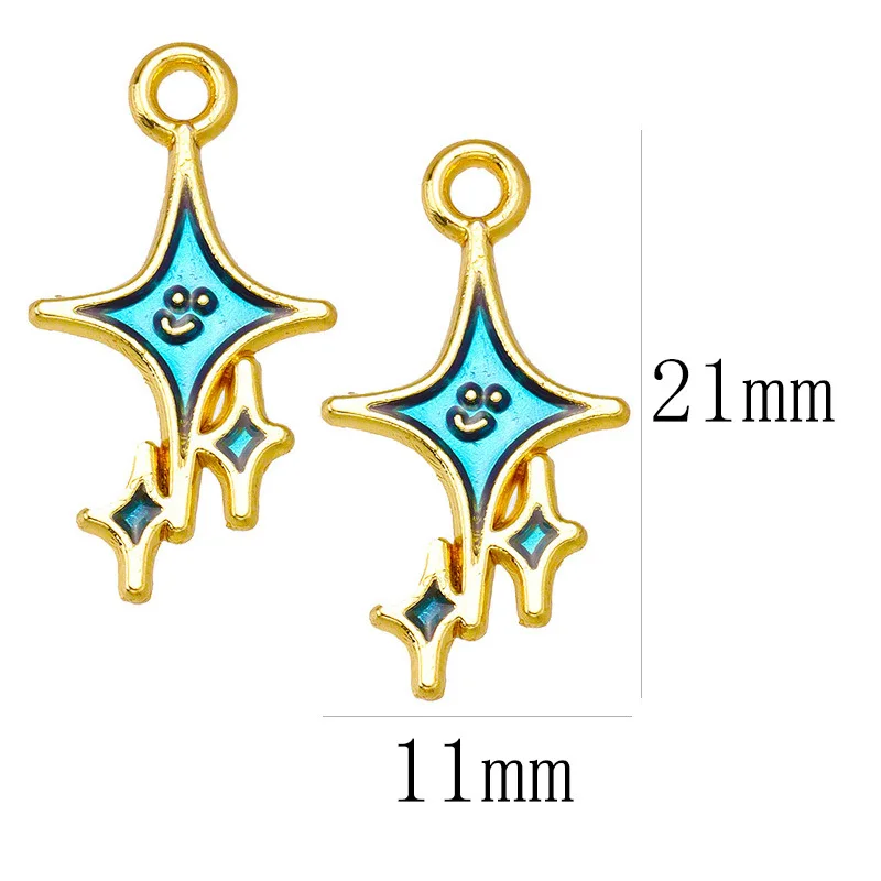 20 pcs/lot Fashion Gold Star Alloy Enamel Pendant Accessories Charms for Women, Earrings/Necklace Handmade DIY Jewelry