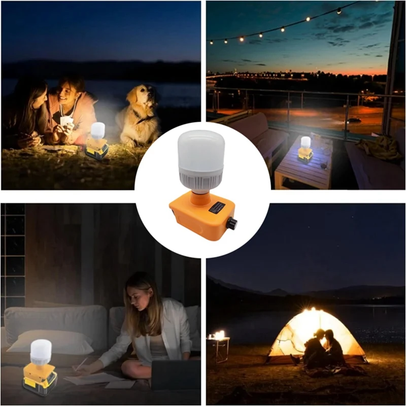 Cordless Table Lamp Desktop Emergency Light LED Work Lights Flashlights 12W For Li-Ion Battery