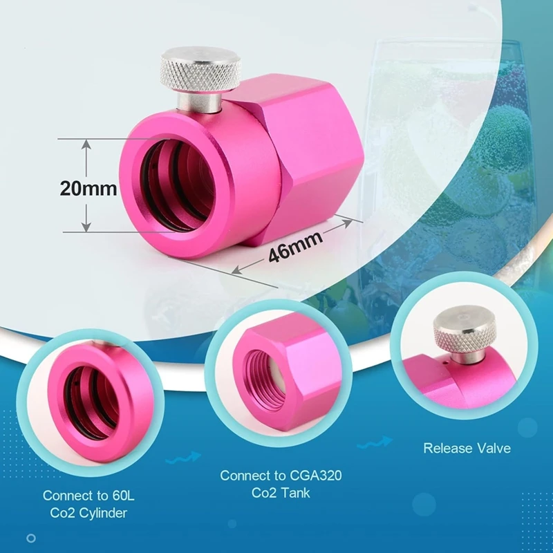 Kit de conector adaptador de recarga de CO2 para Soda Maker, rosca de cilindro de CO2, repuesto de adaptador de conector de tanque de CO2 CGA320