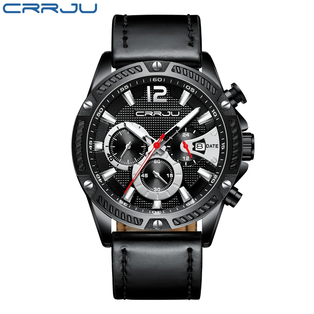 CRRJU New Top Luxury Watch Men Brand Men's Watches Ultra Thin Leather Strap Quartz Wristwatch Fashion casual watches relogio