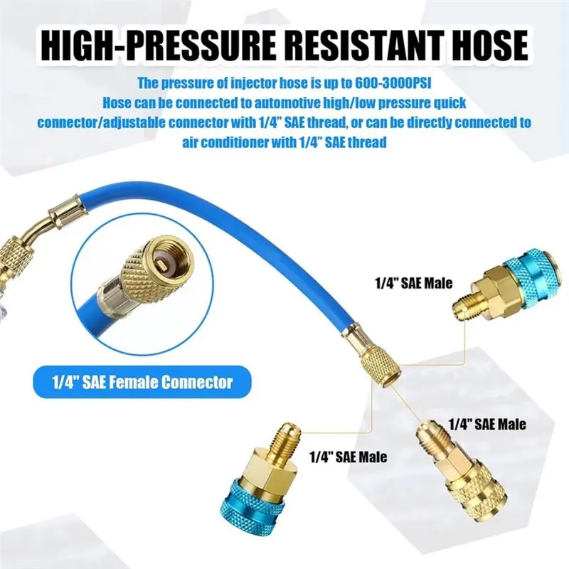 NEW HOT In Stock-R1234yf R410a Split Adapter Ac Oil Dye Injector Kit 1/4 SAE With SAE R134a Oil Injector Low Side Quick Coupler
