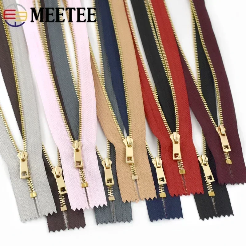 Meetee 2/5Pcs 3# Metal Zipper 15/20/25/30cm Close-End Ziper Clothing Pocket Decoration Zippers Closure Zip for Sewing Repair Kit